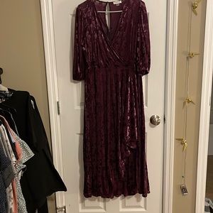Purple Calvin Klein Velvet Floral Dress